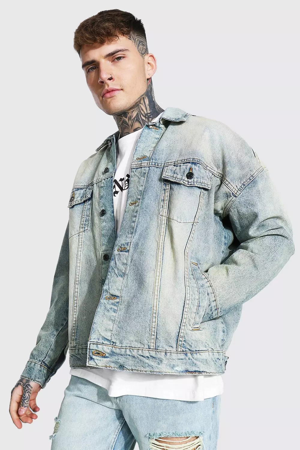 Vintage oversized denim outlet jacket mens
